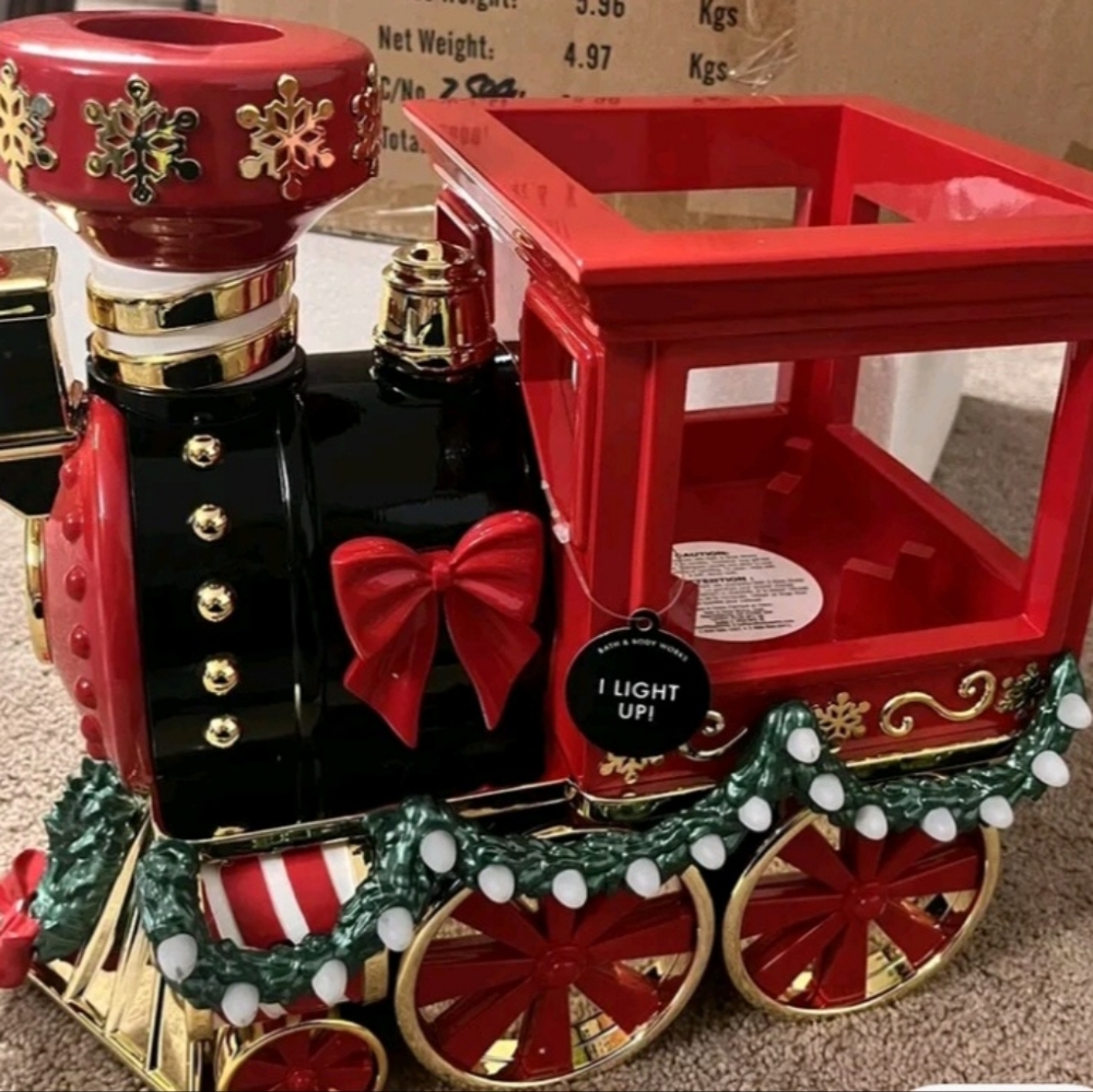 Large Christmas Train Luminary BBW 3-wick Candle Holder HTF Limited Edition 💚 - Picture 3 of 9